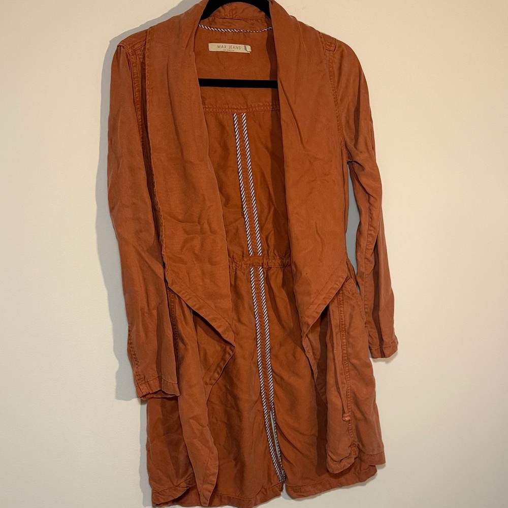 Max Jeans spiced coral duster jacket in 100% Tencel fabric